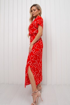 Платье длинное красное с разрезами Селена №5 Valentina(фото4)